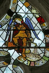 Fenster mit Darstellung des Heiligen Michael mit der Waage, 14.-15. Jahrhundert